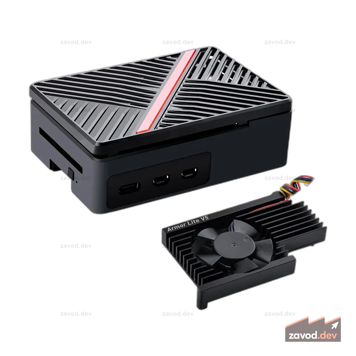 52Pi ABS корпус черный, белый цвет с охлаждающим вентилятором Armor Lite V5 для Raspberry Pi 5