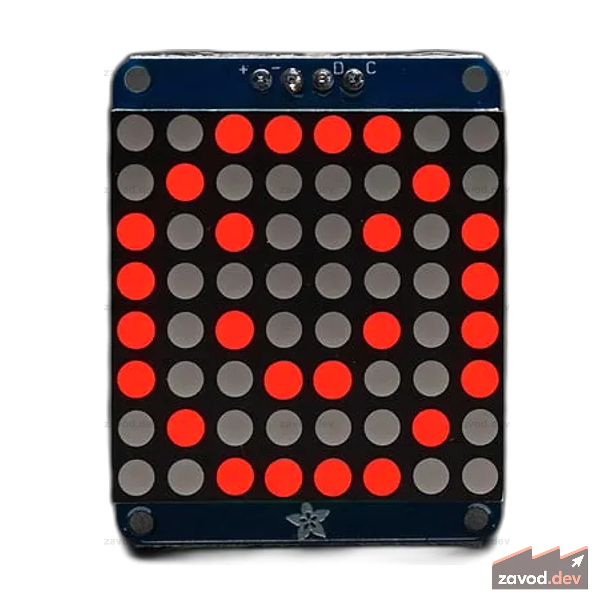 Adafruit Small 1,2-дюймовая светодиодная матрица 8x8 с рюкзаком I2C - красный