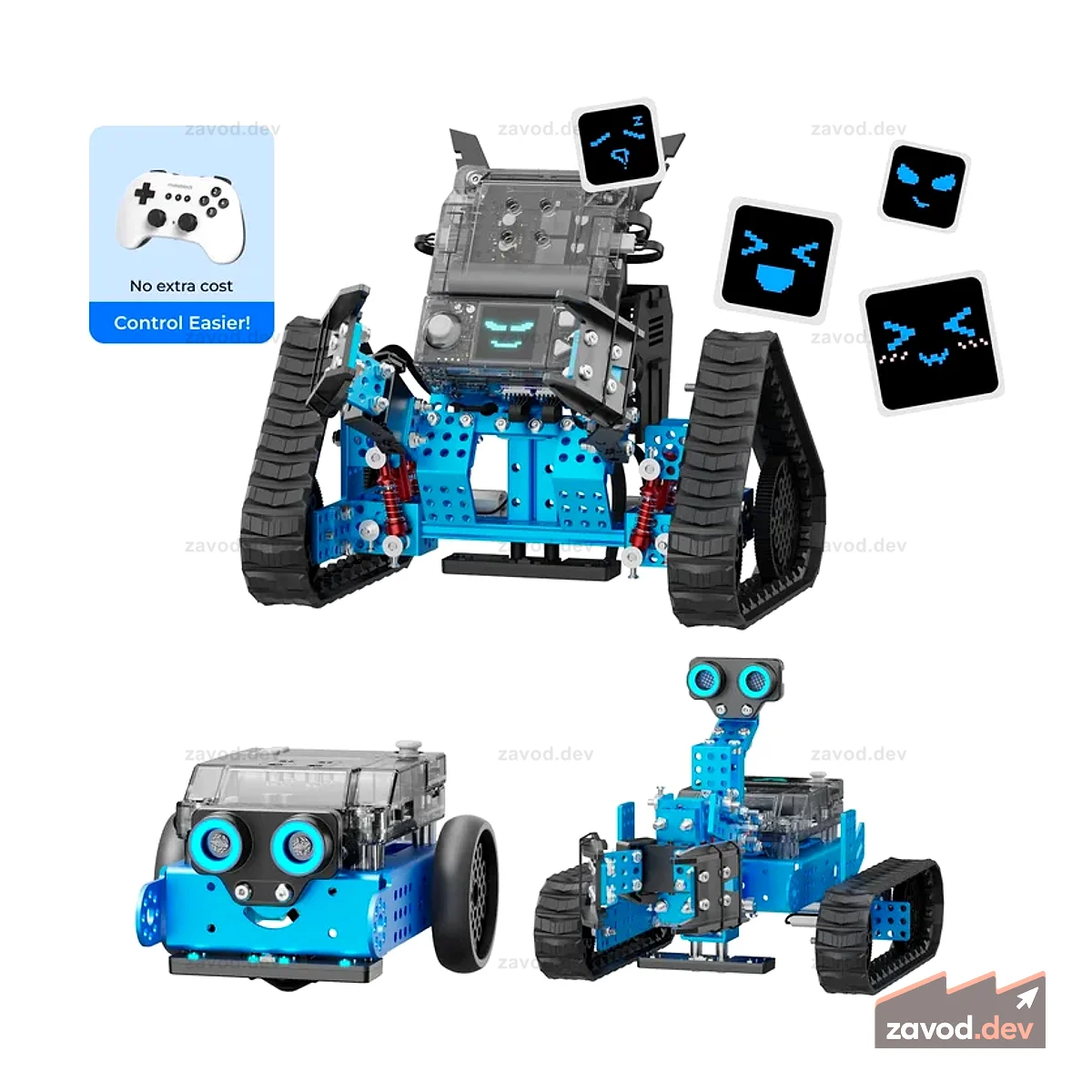Комплект робототехники Makeblock mBot2 Rover: детский интерактивный эмо-робот для обучения программированию и игр на свежем воздухе