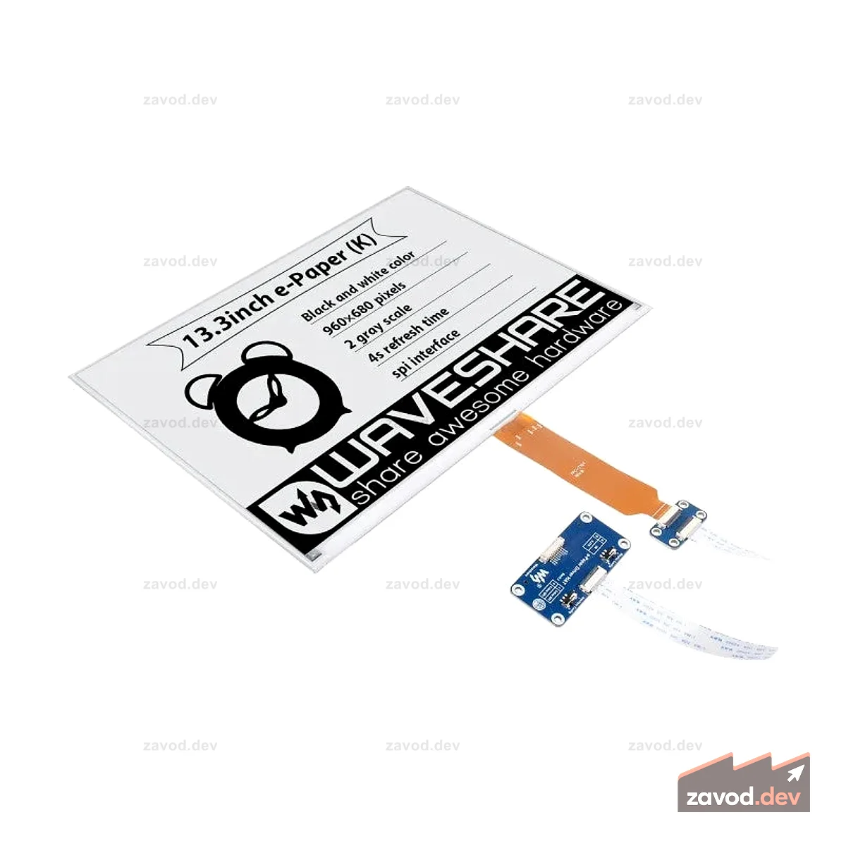 960×680, 13,3-дюймовый дисплей E-Ink HAT (K) для Raspberry Pi, интерфейс SPI