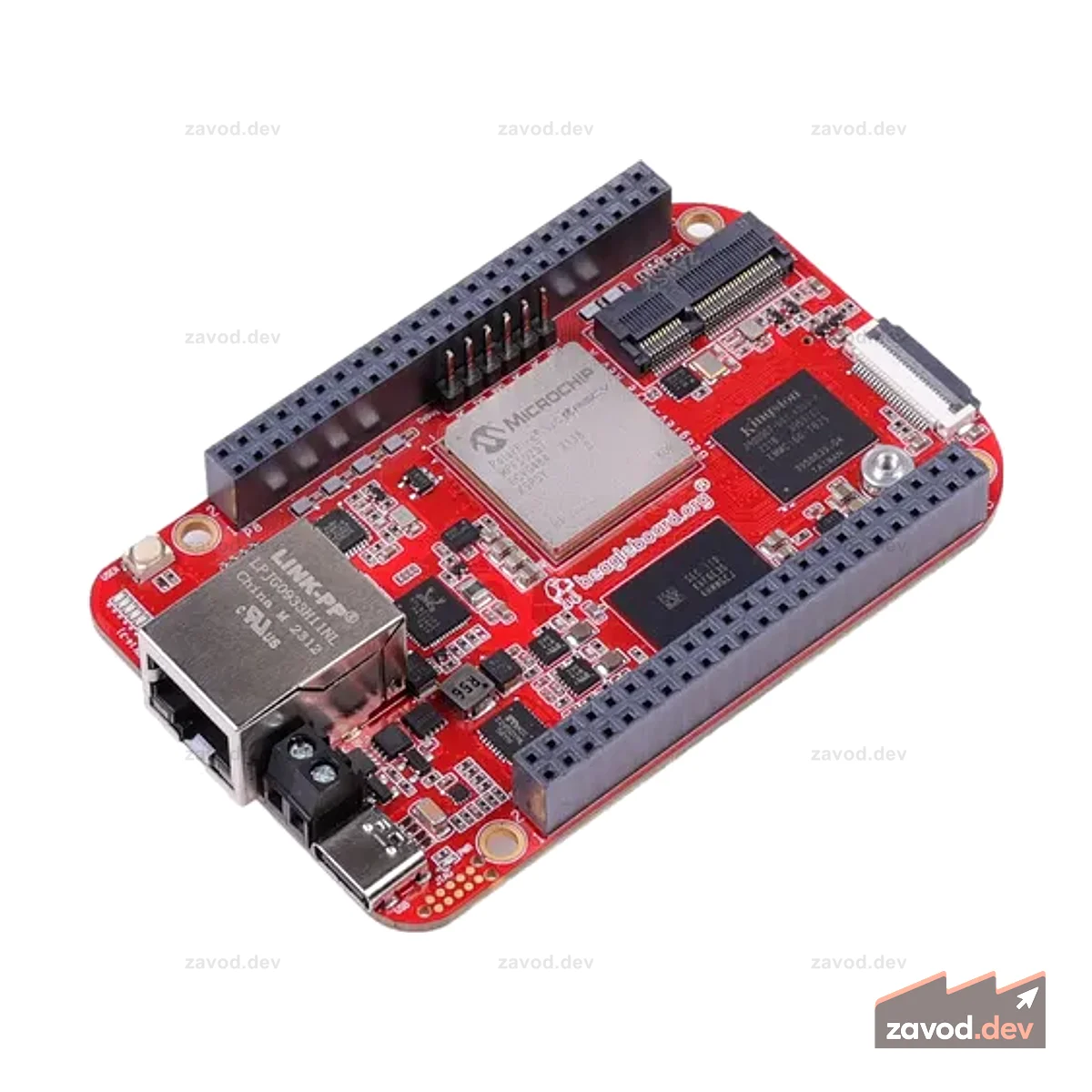 BeagleV® — Fire — RISC-V, структура FPGA, 2 ГБ 16 ГБ, 1x Gigabit Ethernet, 1x M.2 Key E, 1x CSI, 1x слот для карты microSD, 2* 46-контактный разъем BeagleBone, 12x пользовательских светодиодов
