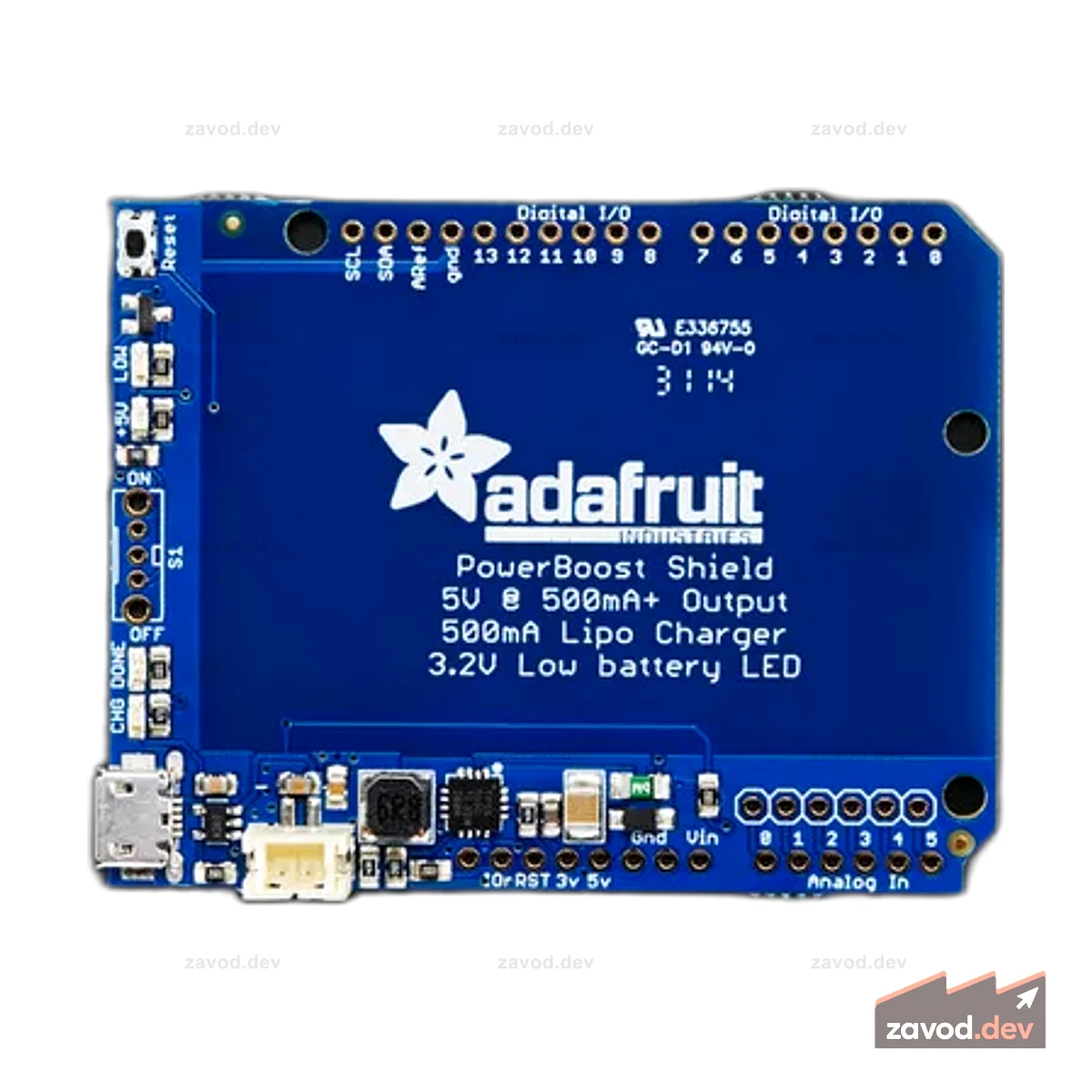 Adafruit PowerBoost 500 Shield — перезаряжаемый силовой экран 5 В