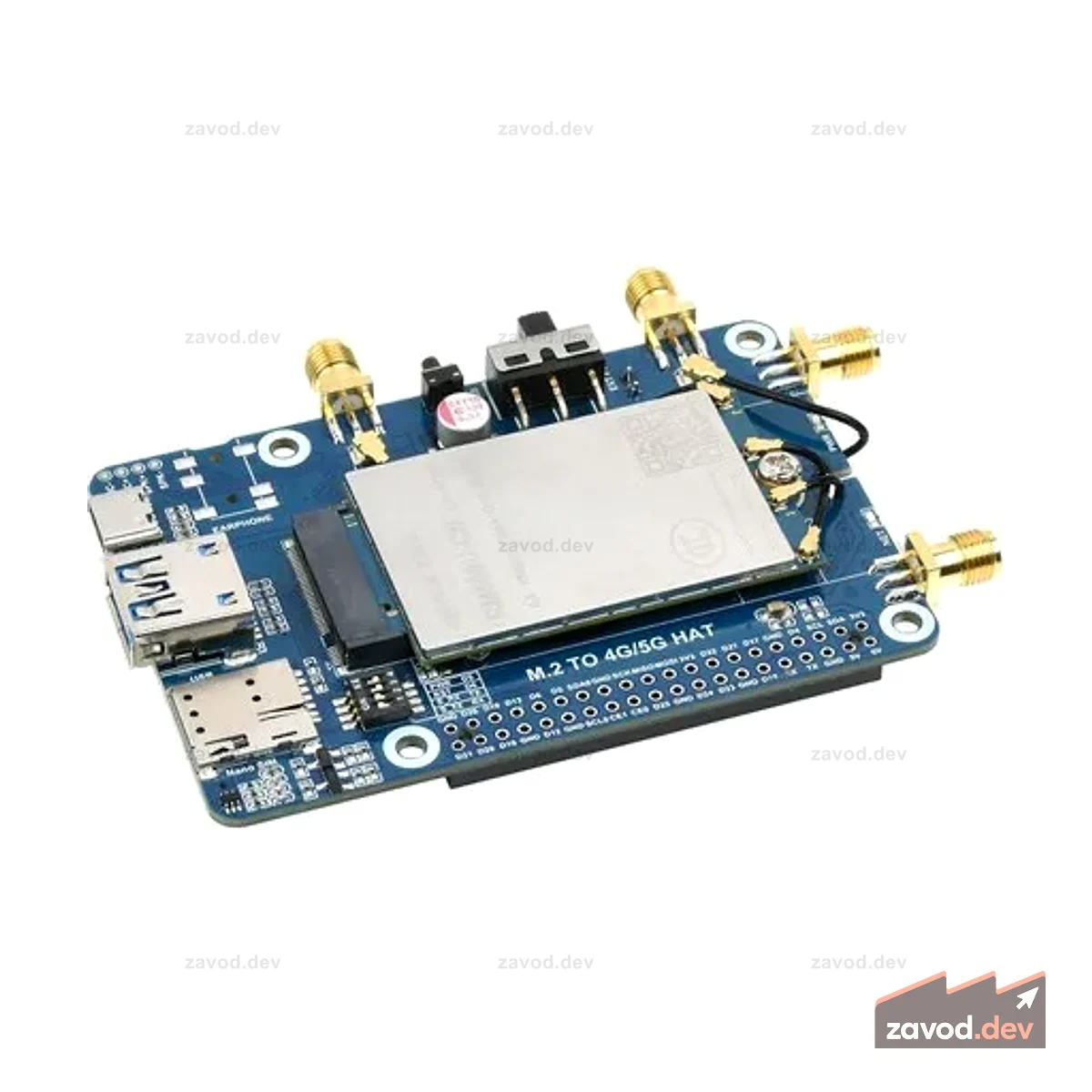 RM500U-CN 5G HAT для Raspberry Pi, четыре антенны LTE-A, многодиапазонный, 5G/4G/3G
