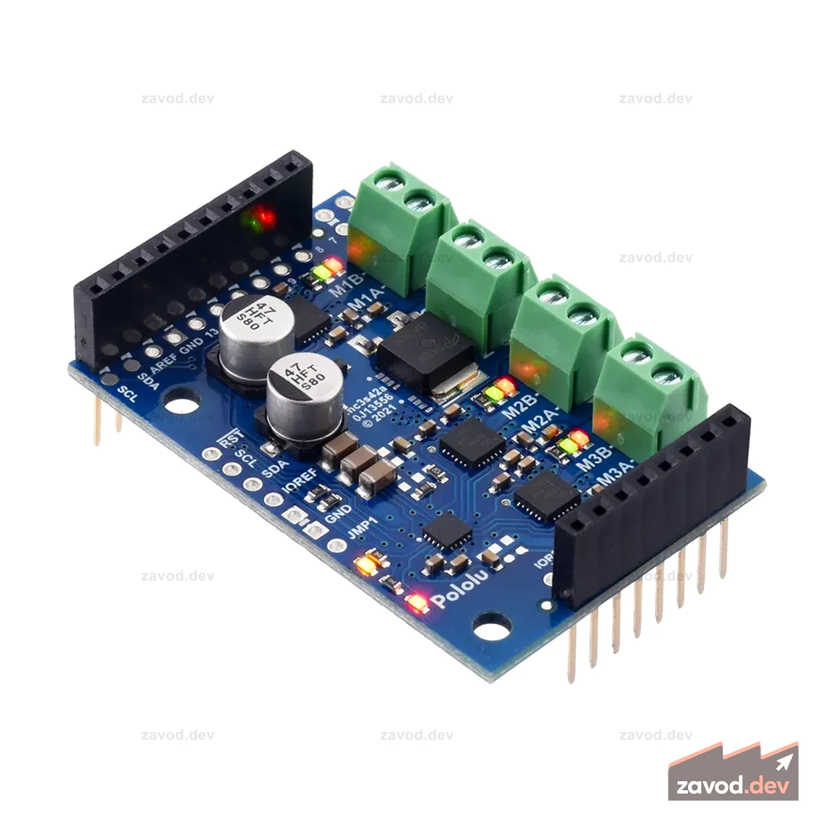 Motoron M3S256 Тройной экран контроллера двигателя для Arduino (припаянные разъемы)