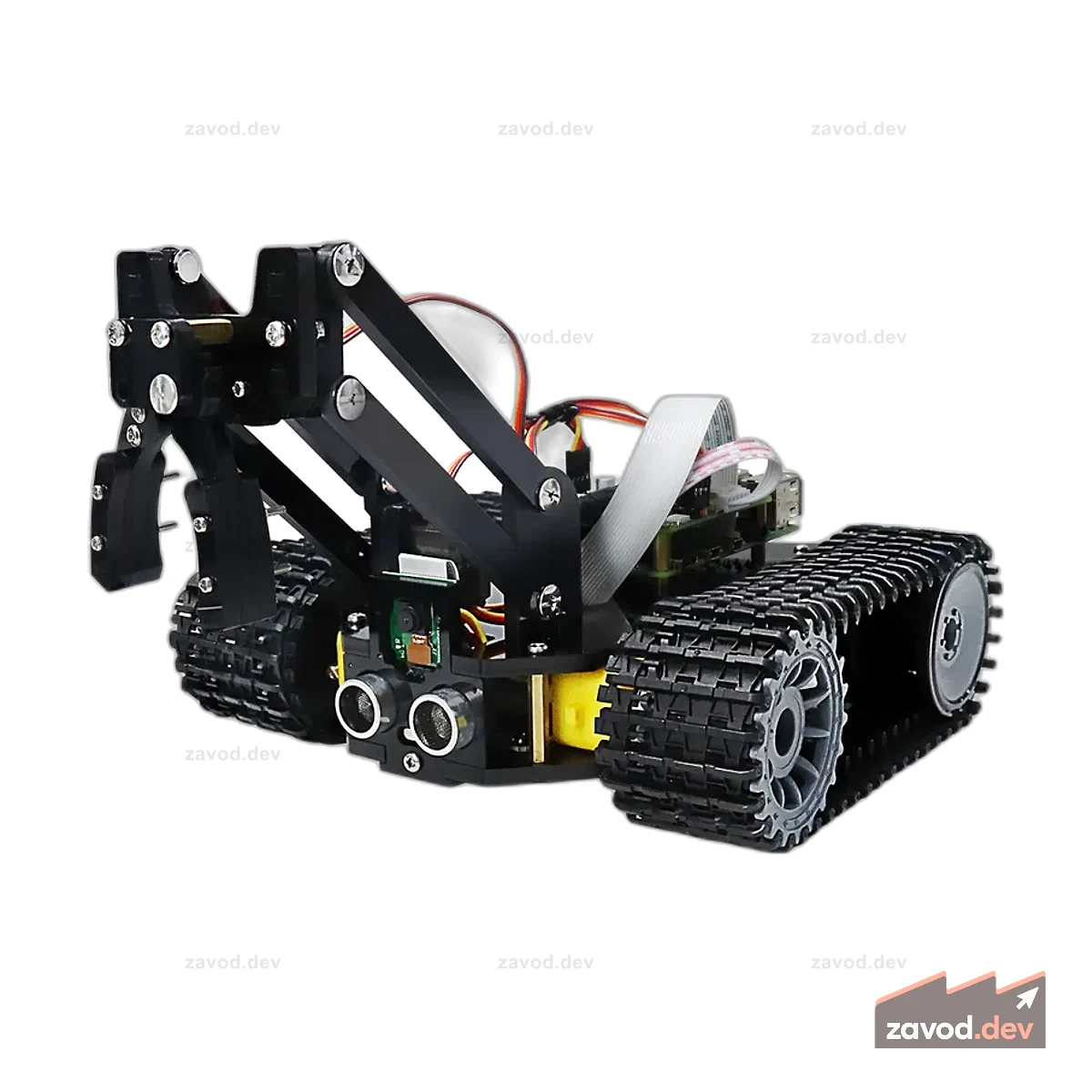 Комплект робота-танка Freenove для Raspberry Pi 5 4 B 3 B+ Zero 2 W, гусеничное шасси, захват объектов, отслеживание мяча, отслеживание линий, предотвращение препятствий, управление приложениями, камера, сервопривод