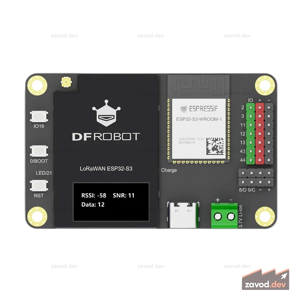 Плата разработчика LoRaWAN ESP32-S3 с дисплеем для прототипирования Интернета вещей