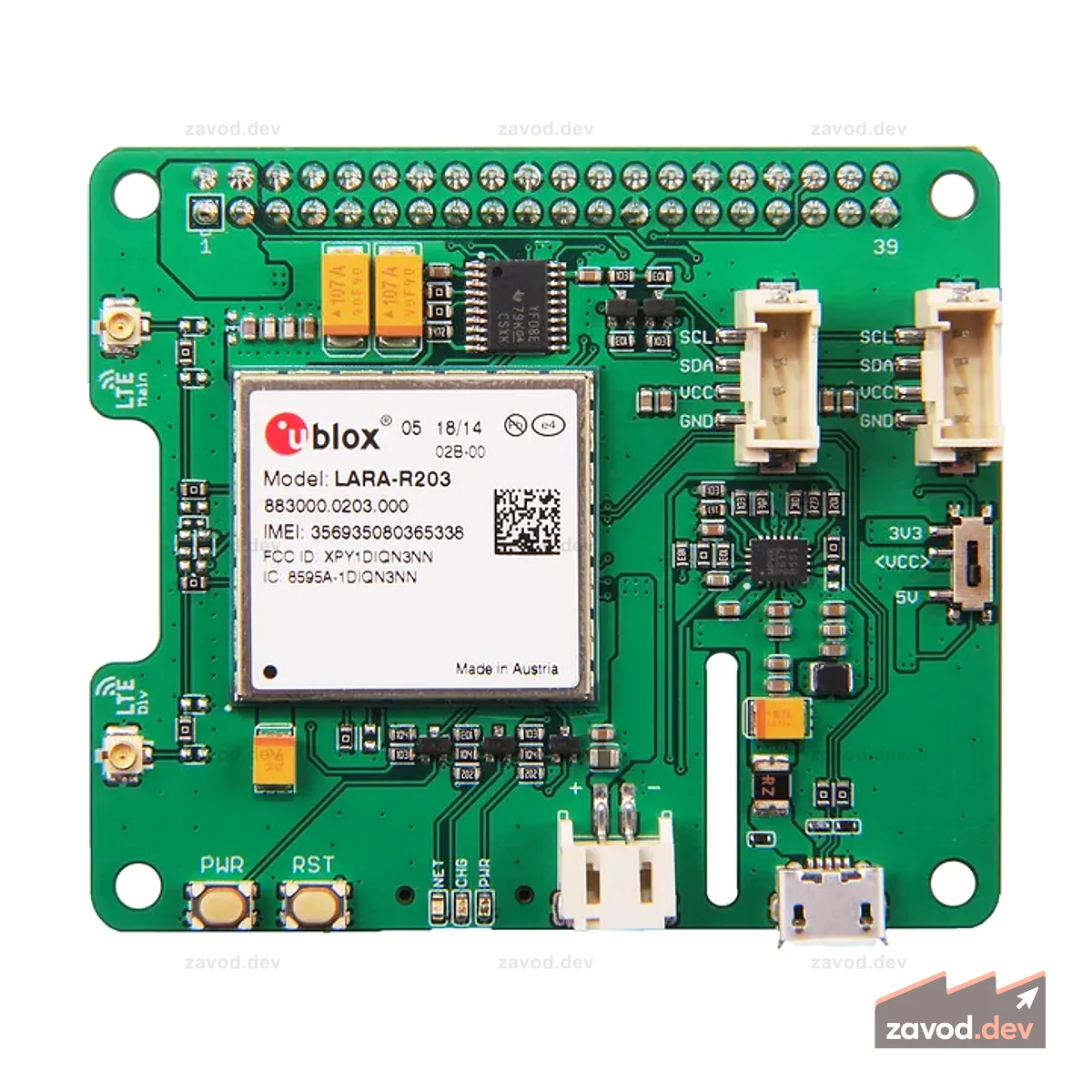 LTE Cat 1 Pi HAT (USA - AT&T)
