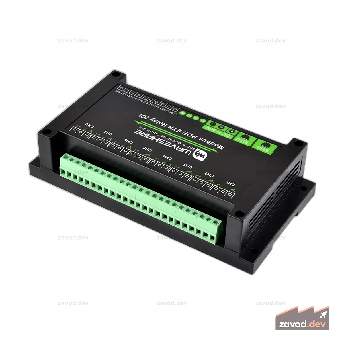 8-канальный релейный модуль Modbus Dual Ethernet PoE