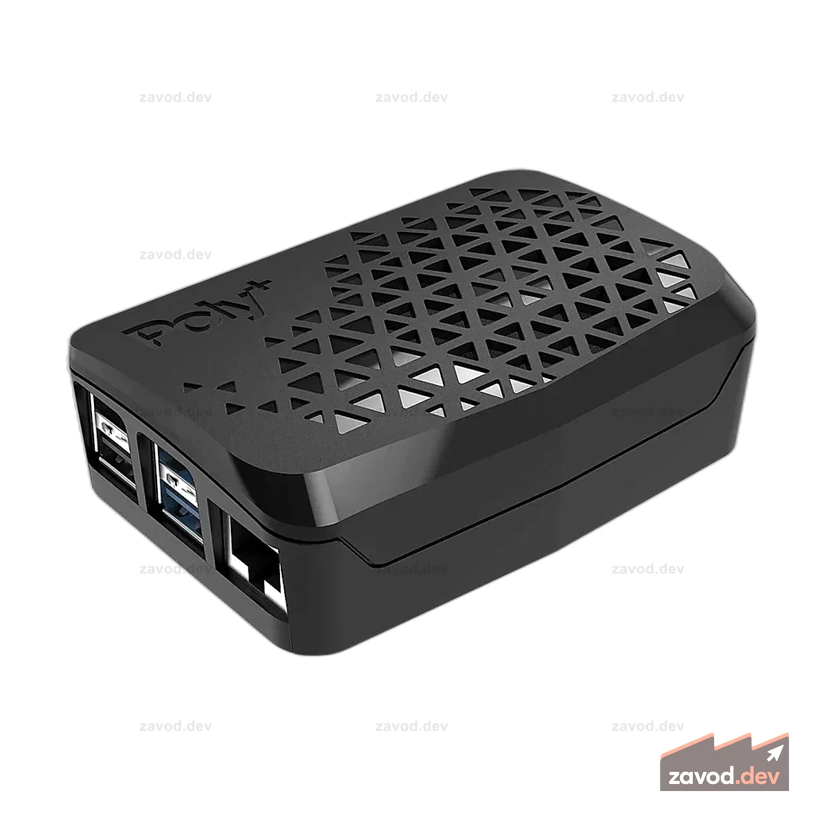 Аргон Поли + Вентилируемый, Gehäuse für Raspberry Pi 4, черный