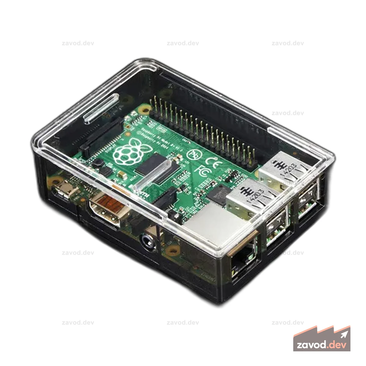 Чехол Adafruit Raspberry Pi B+ / Pi 2 / Pi 3 — дымчатая основа
