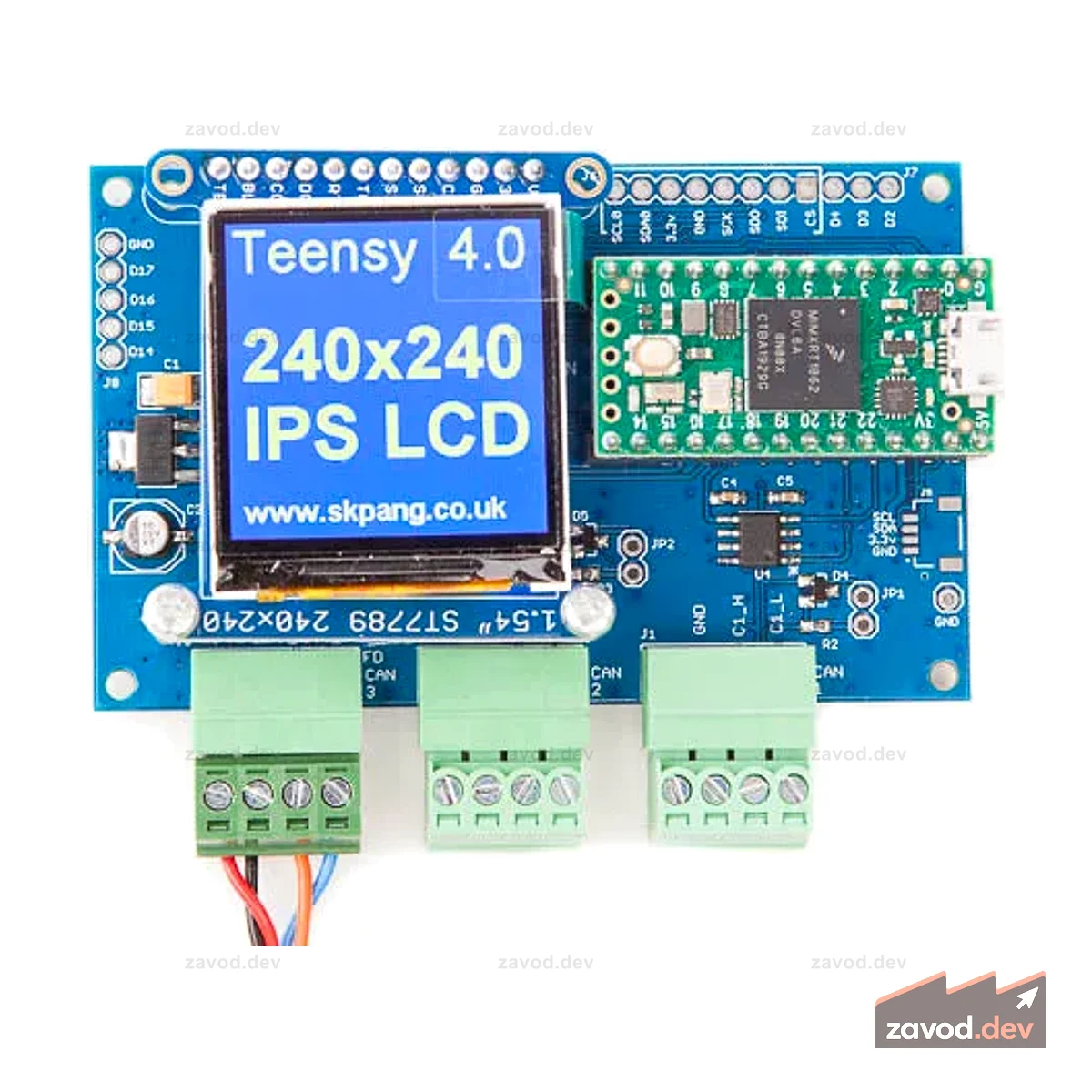 Плата Teensy 4.0 Triple CAN с ЖК-дисплеем IPS 240x240 и держателем USB-карты