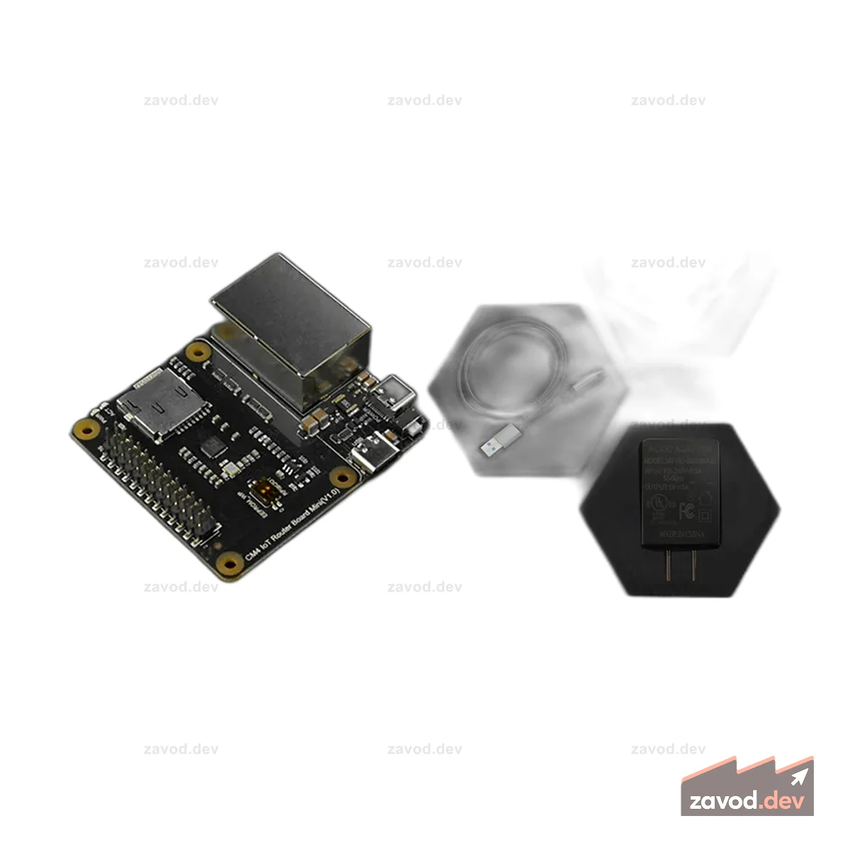 Мини-несущая плата маршрутизатора Интернета вещей Raspberry Pi CM4 с корпусом, блоком питания и кабелем (стандарт США)