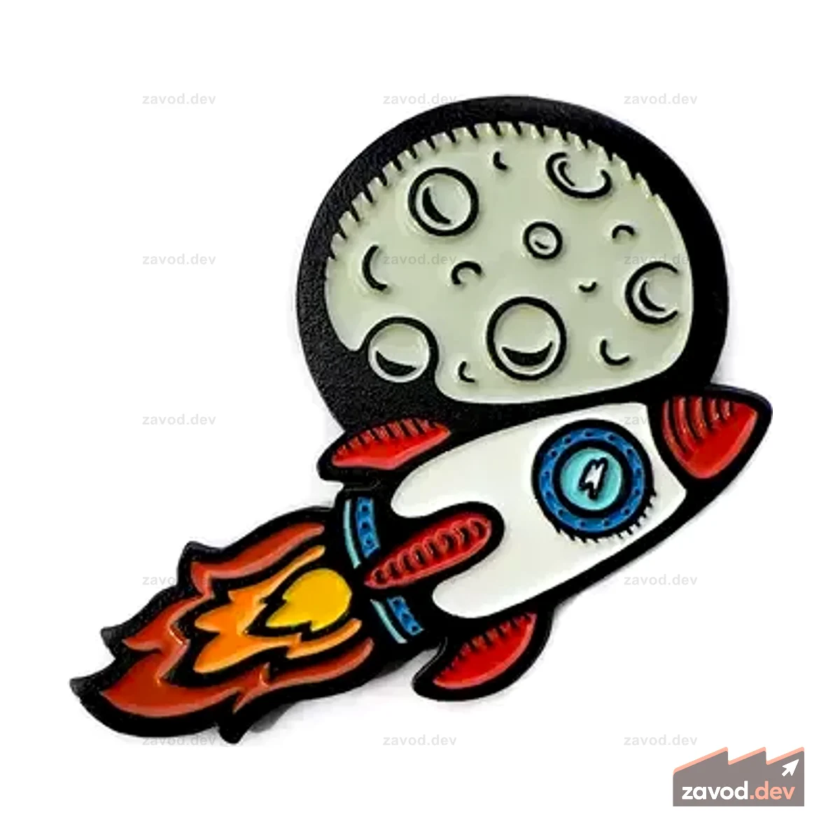 Эмалевая булавка To The Moon Rocketship