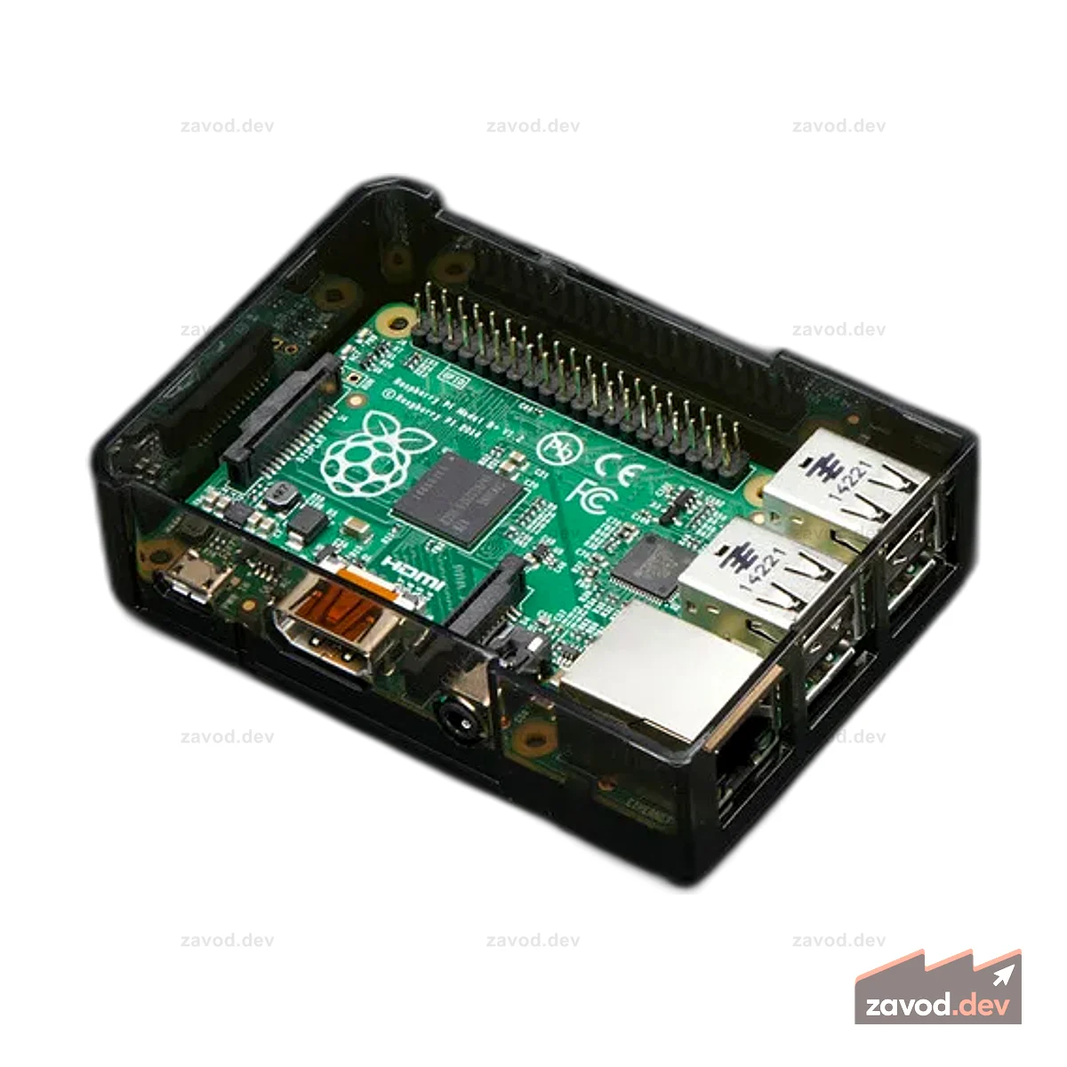 Основание корпуса Pi Model B+ / Pi 2 / Pi 3 — дымчато-серый