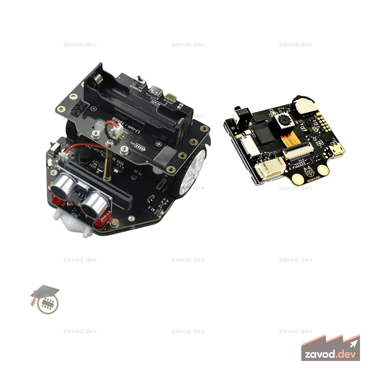 micro:Maqueen Plus V2 (батарея 18650) с линзами HUSKYLENS