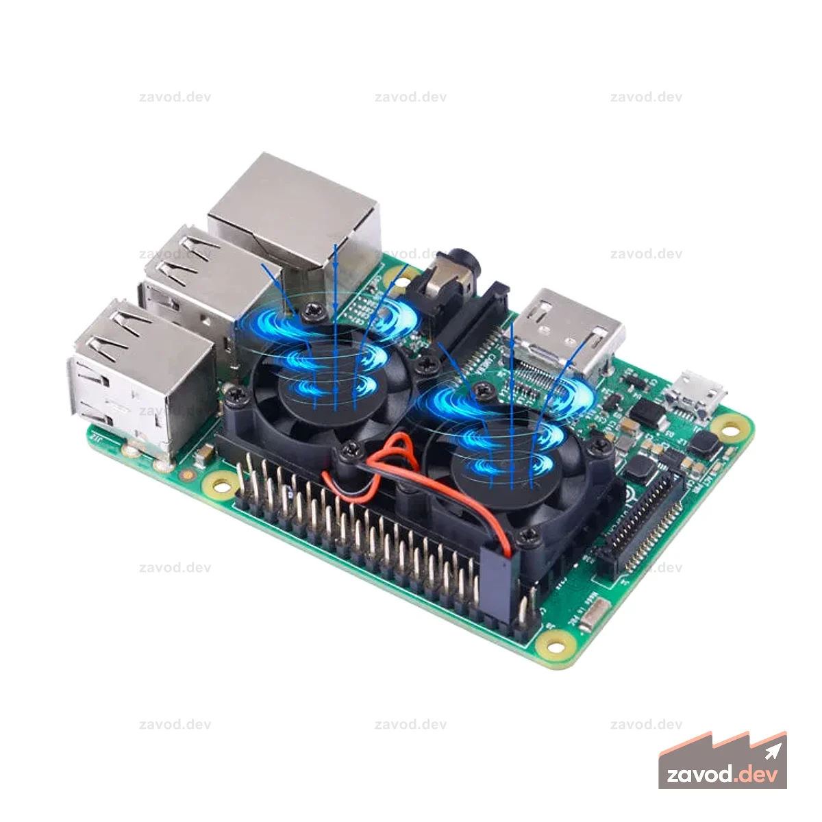 Raspberry Pi Ultimate Cooling с двумя вентиляторами