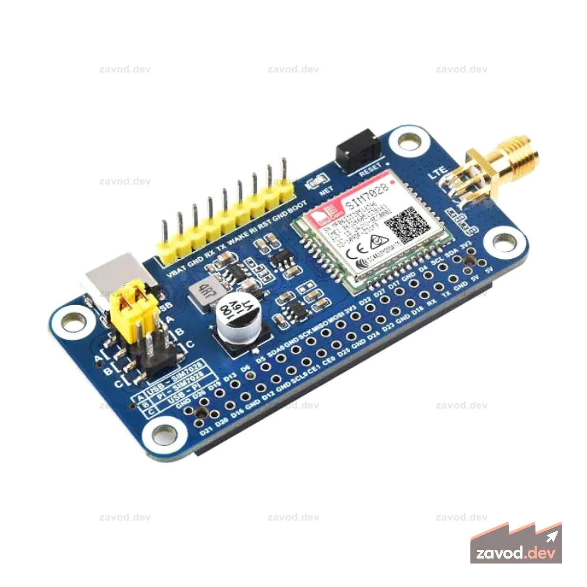 Waveshare SIM7028 NB-IoT HAT для Raspberry Pi с поддержкой связи Global Band NB-IoT