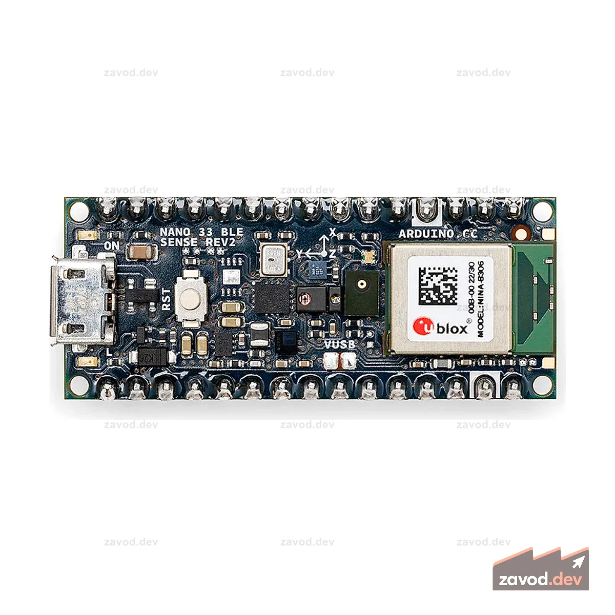 Arduino Nano 33 BLE Sense Rev2 с разъемами