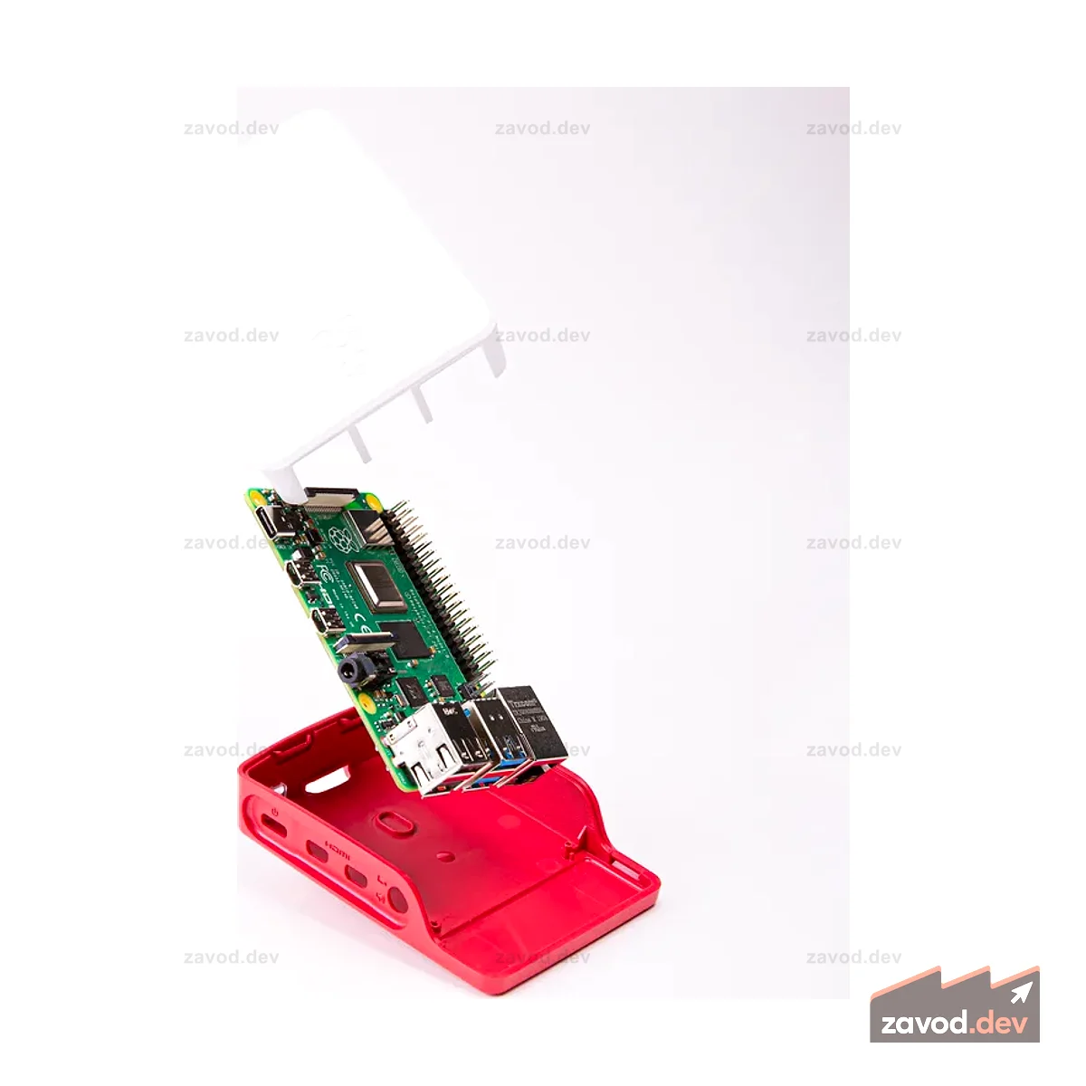 Официальный чехол для Raspberry Pi 4 в красном/белом цвете