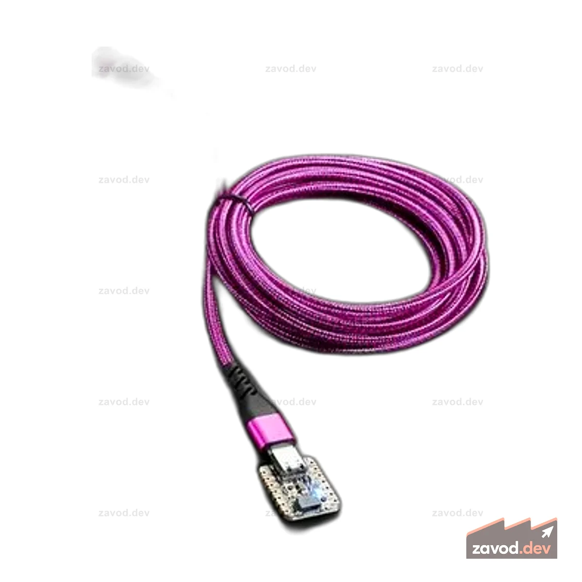 Тканый кабель USB A — USB C розового и фиолетового цвета — длина 2 метра
