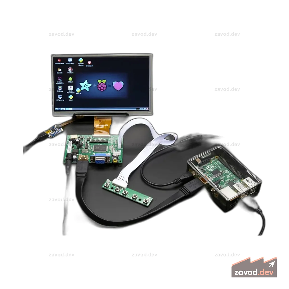 HDMI 4 Pi: 7 дисплеев с сенсорным экраном 1024x600 — HDMI/VGA/NTSC/PAL