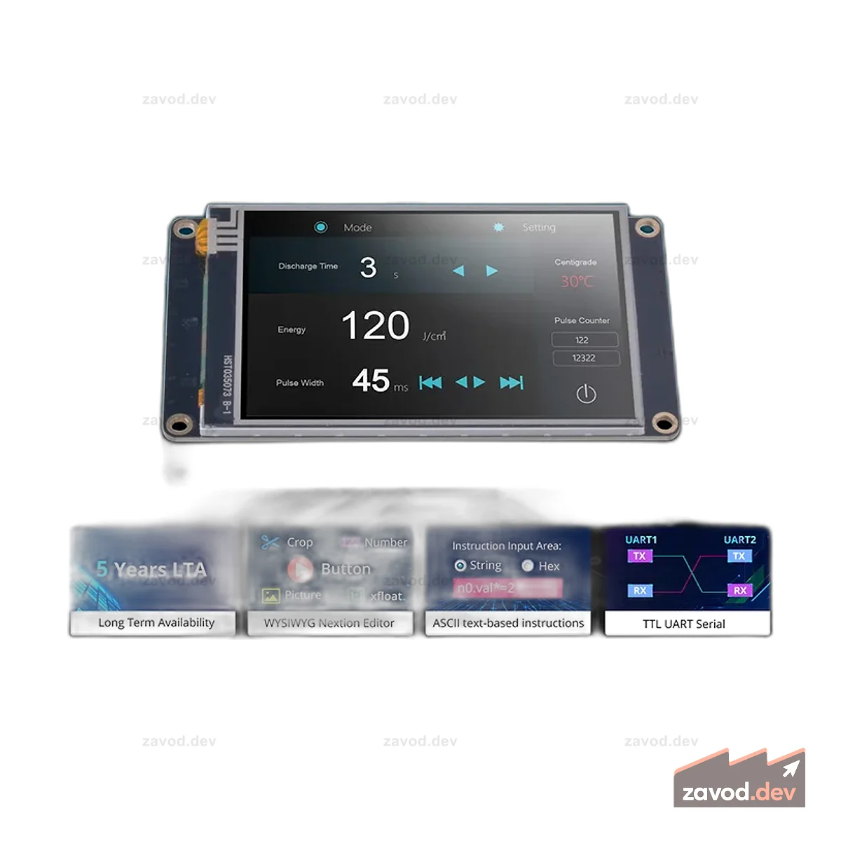 Nextion NX4832K035-011R 3,5″ HMI-TFT-дисплей (серия Enhanced, резистивный сенсорный)