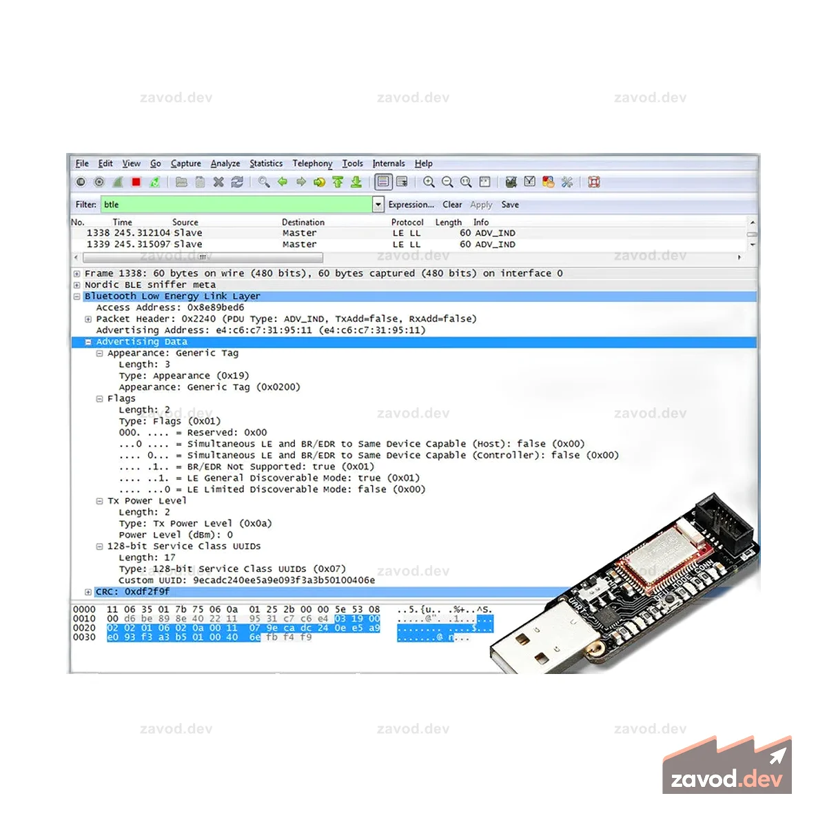 Bluefruit LE Sniffer — Bluetooth с низким энергопотреблением (BLE 4.0) — nRF51822
