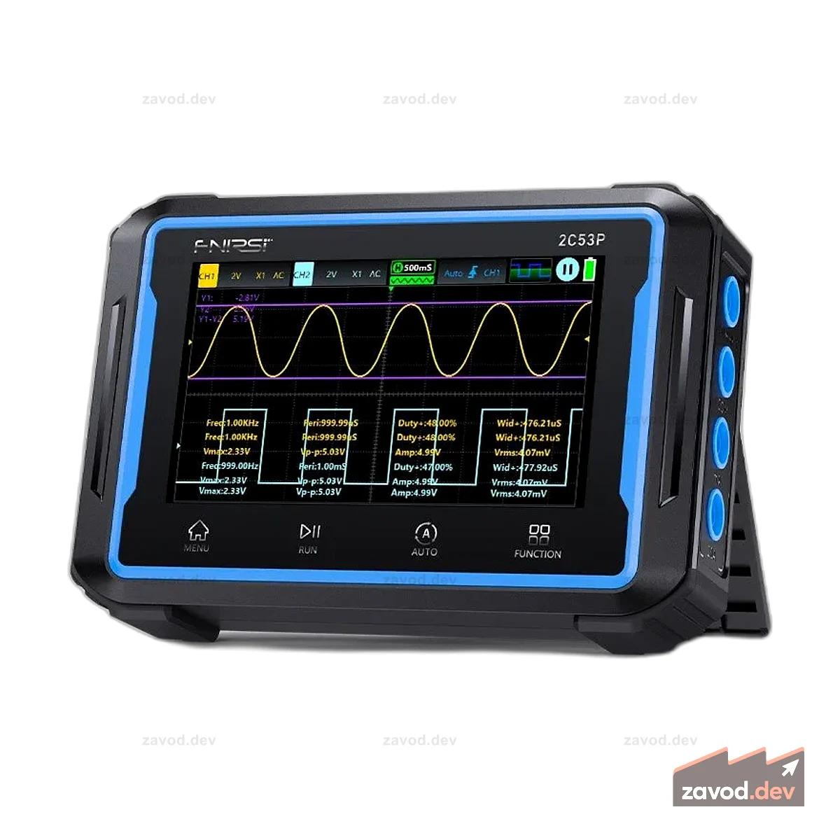 FNIRSI® 2C53P 3-в-1, 50 МГц, 250 мс/с, двухканальный планшетный сенсорный осциллограф, мультиметр, генератор DDS