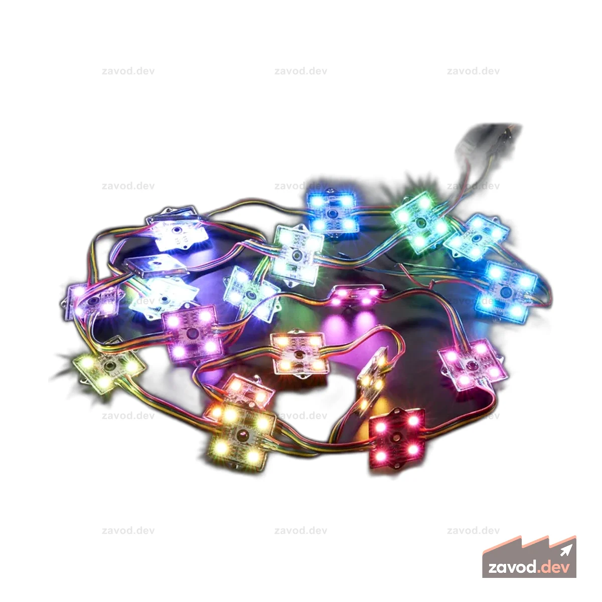 Квадратные цифровые светодиодные RGB-пиксели, 36 мм, 12 В (нитка из 20 шт.) [WS2801]