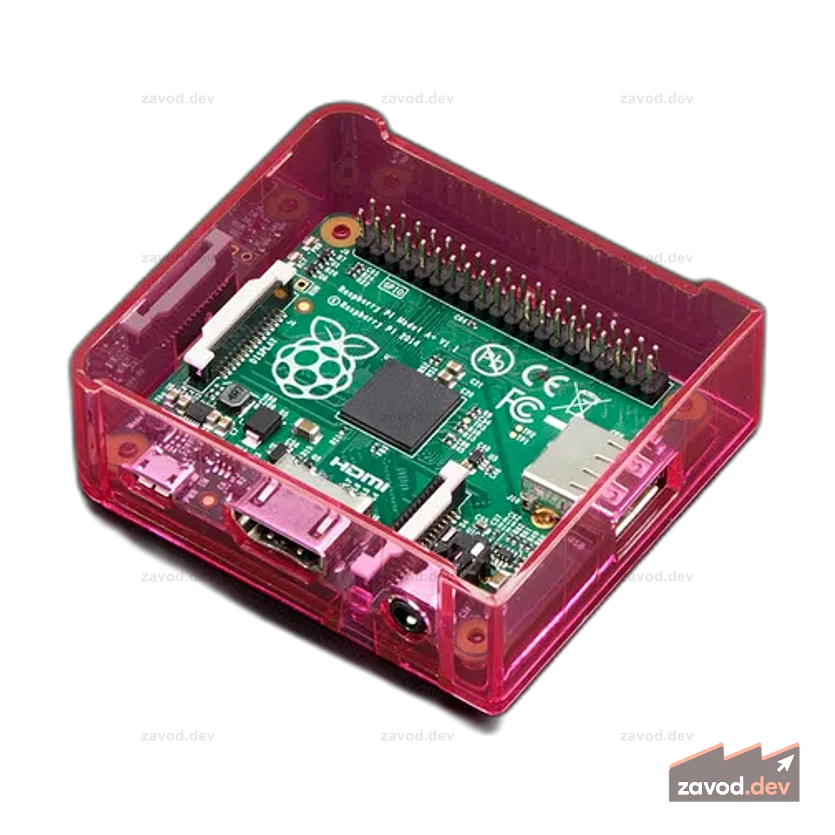 Pi Model A+ — розовый
Основание корпуса