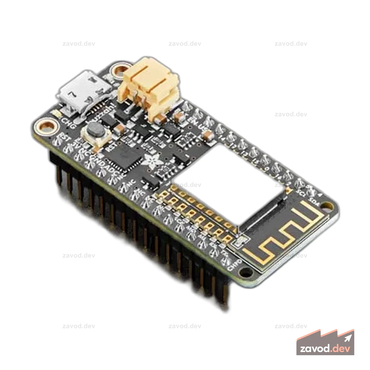 Adafruit Feather HUZZAH в сборе с ESP8266 и разъемами