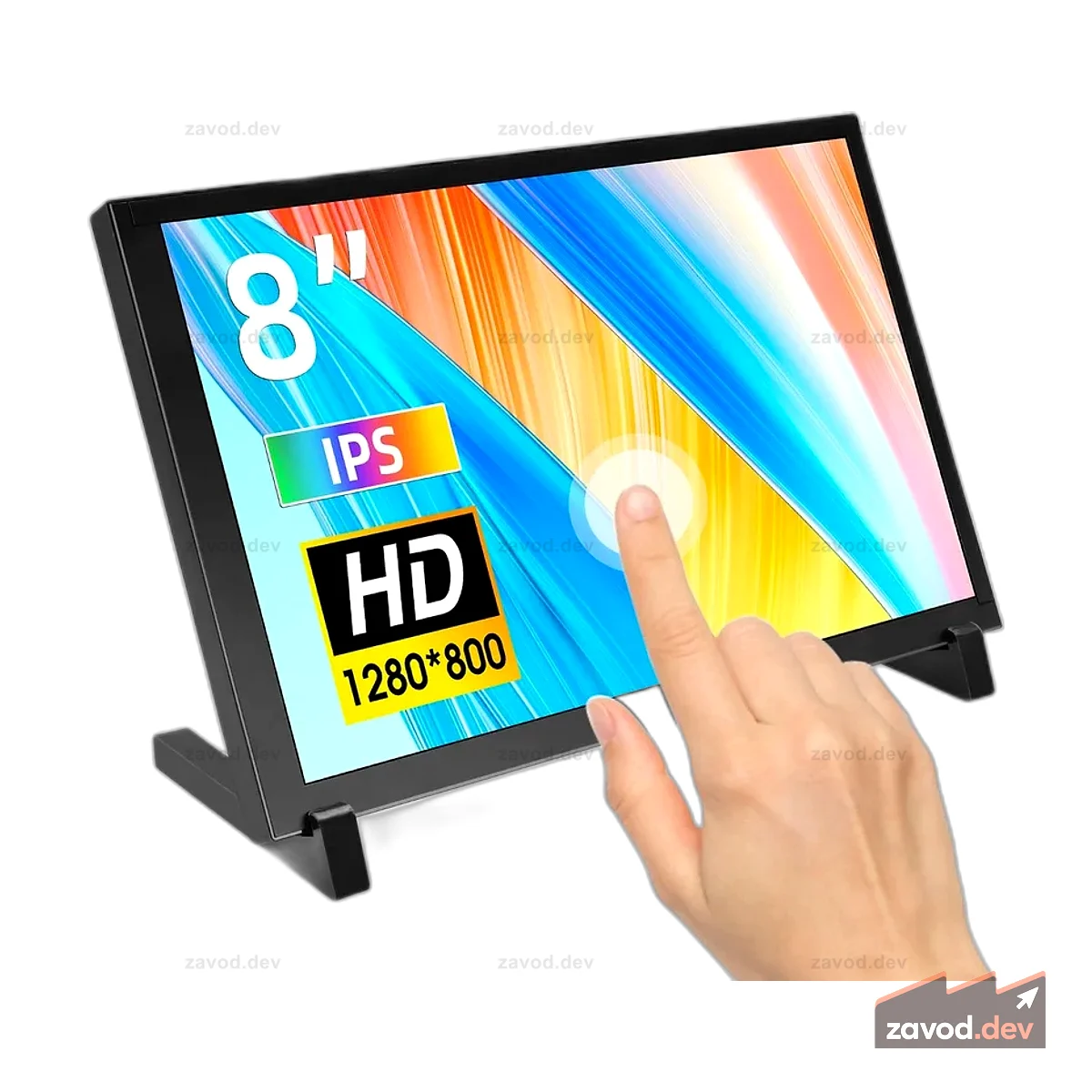 8-дюймовый сенсорный IPS-дисплей, небольшой портативный монитор 1280x800, совместимый с Raspberry Pi 5/400/4/3 Win 11/10/8/7 Jetson Nano