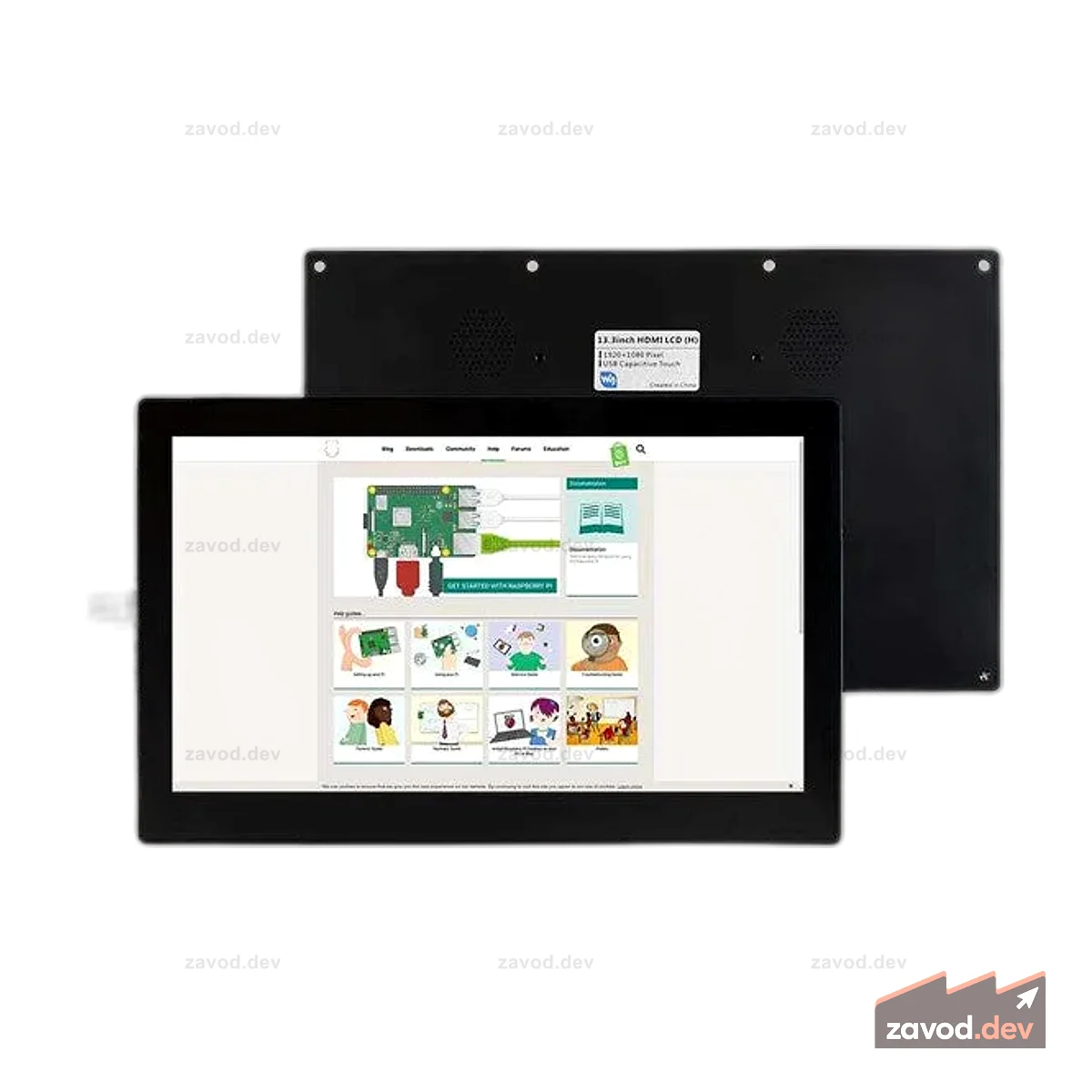 Waveshare 13,3-дюймовый емкостный сенсорный ЖК-экран в корпусе V2, 1920×1080, HDMI, IPS