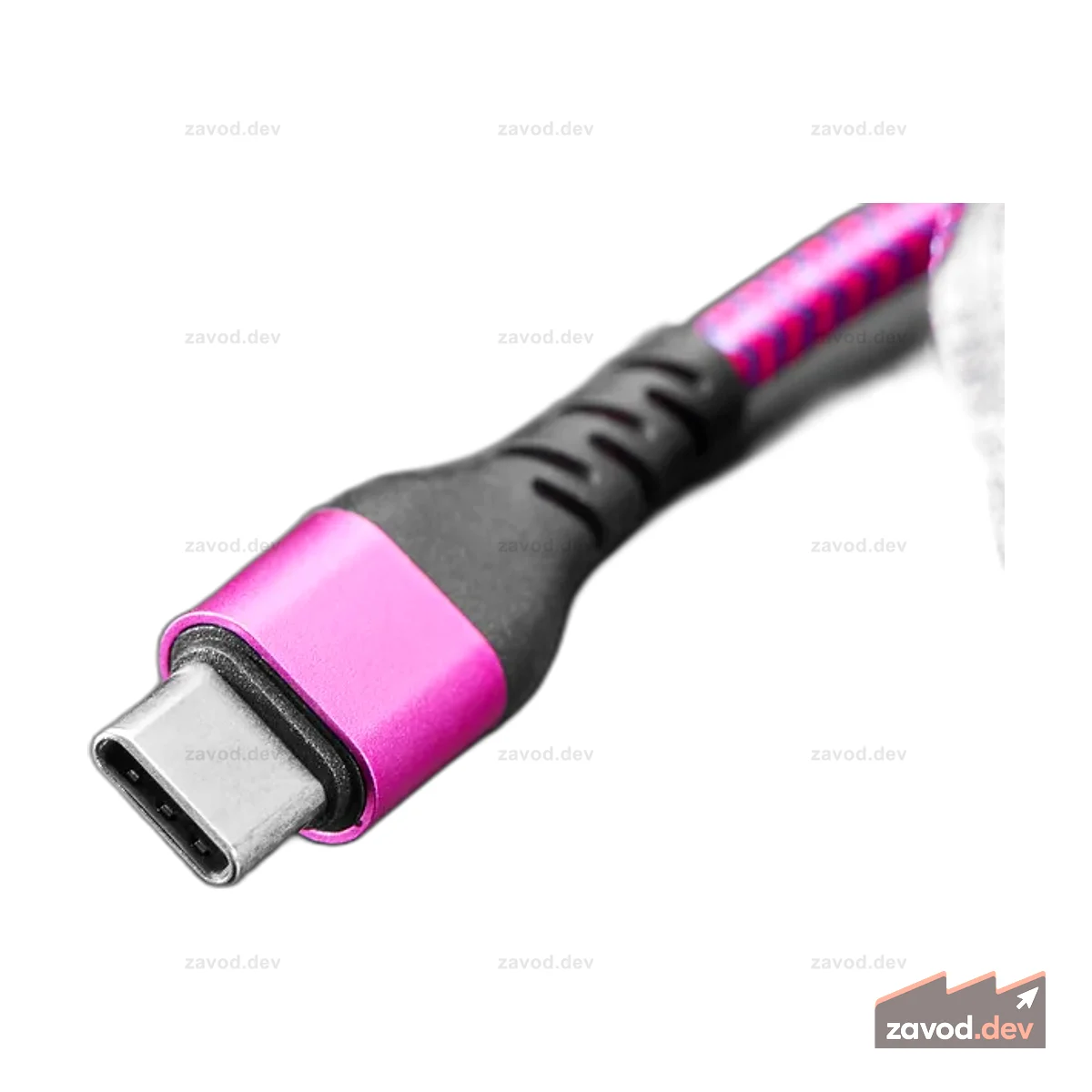 Тканый кабель USB A — USB C розового и фиолетового цвета — длина 2 метра