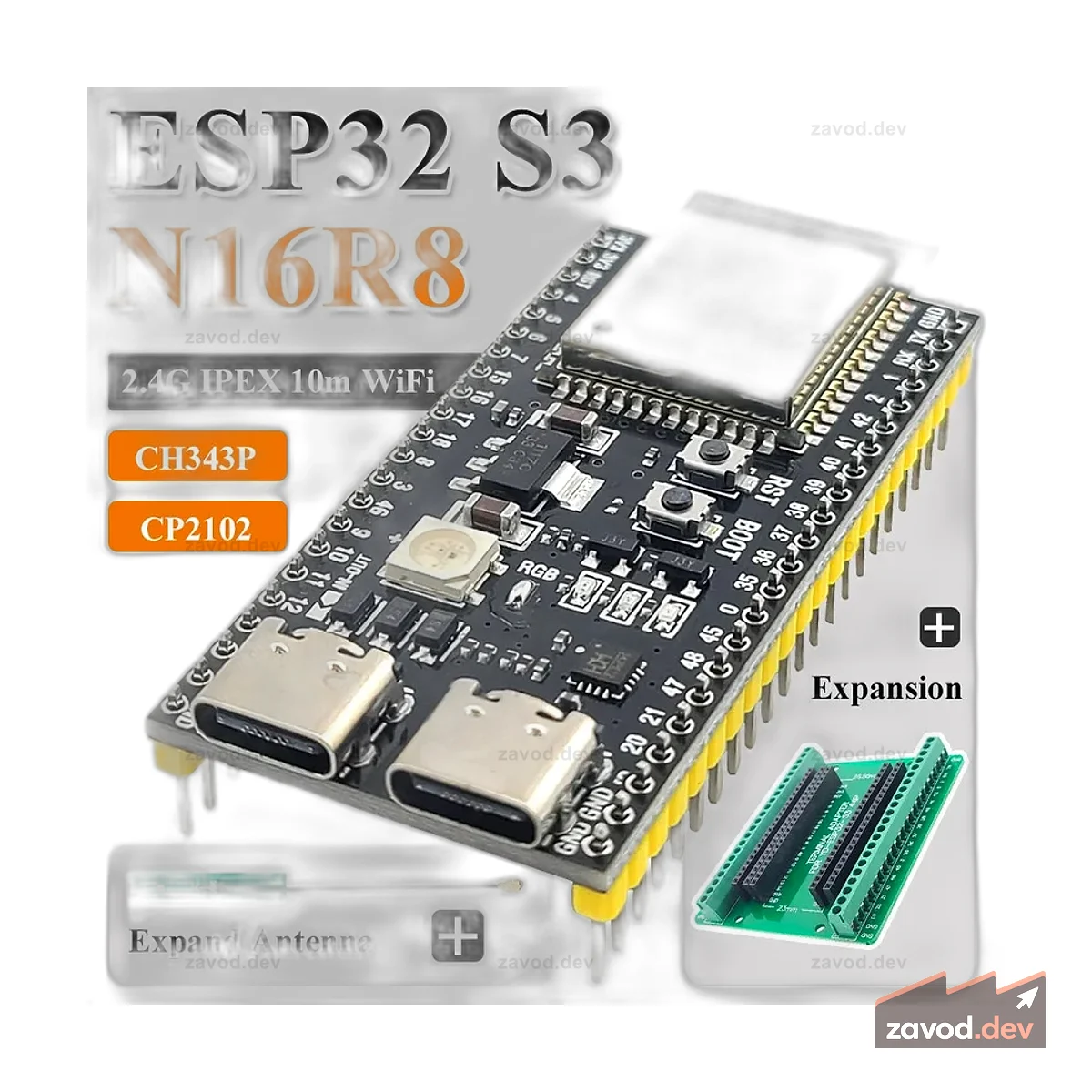Макетные платы ESP32 S3 с комплектом адаптеров расширения 2,4G Wi-Fi BT-модуль ESP32-S3-1 N8R2 N16R8 44-контактный Type-C ESP32-S3