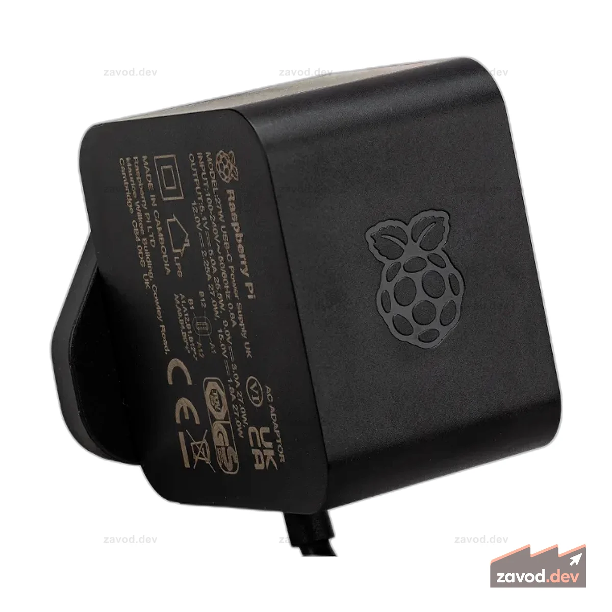 Блок питания Raspberry Pi 5 27 Вт USB-C, черный цвет