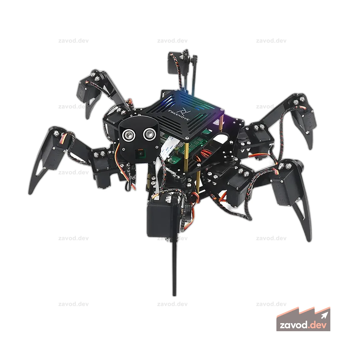 Комплект робота Freenove Big Hexapod для Raspberry Pi 5 4 B 3 B+ Zero 2 W, ходьба, самобалансировка, распознавание лиц, ультразвуковая дальность, управление приложениями, камера, сервопривод
