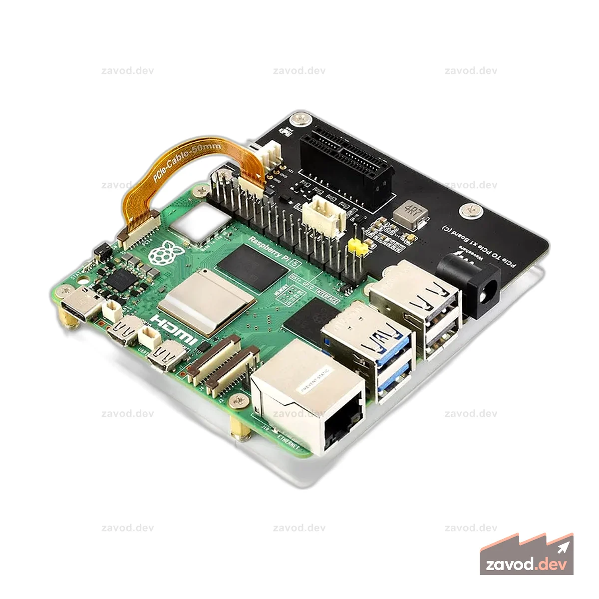 Боковой адаптер PCIe 1x для Raspberry Pi 5