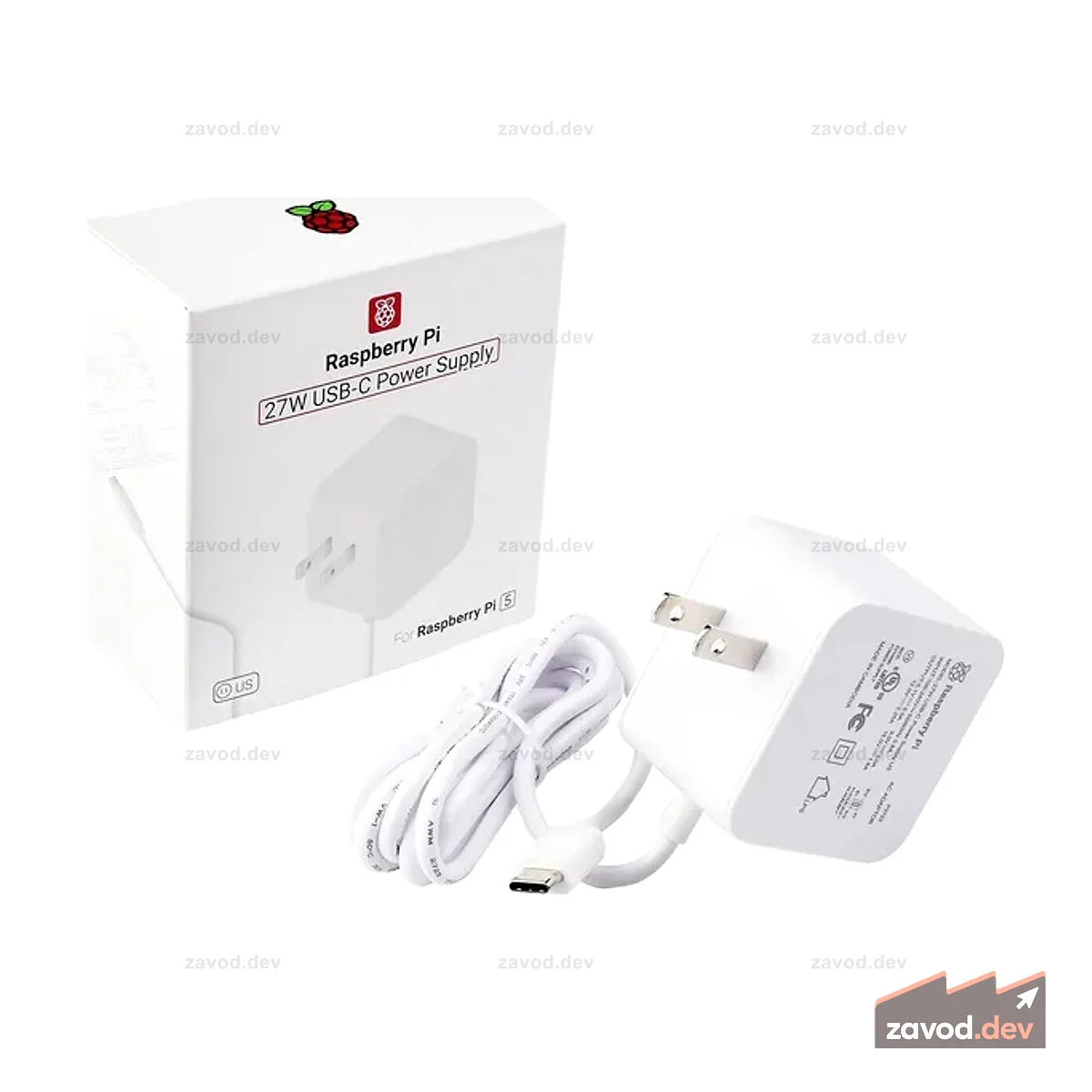 Официальный блок питания Raspberry Pi 5 с USB Type-C мощностью 27 Вт