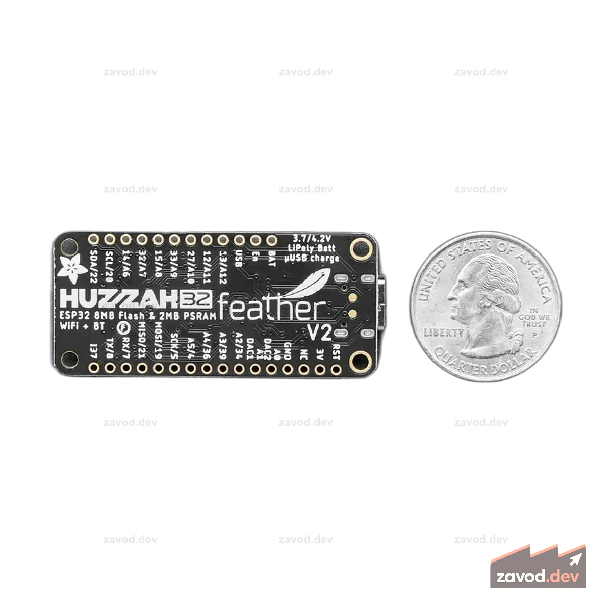 Adafruit ESP32 Feather V2 с антенной FL — флэш-память 8 МБ + 2 МБ PSRAM STEMMA QT