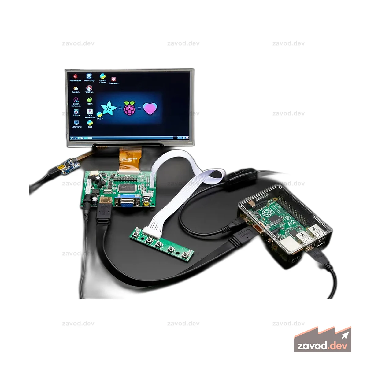 HDMI 4 Pi: 7-дюймовый сенсорный дисплей 1024x600 – HDMI/VGA/NTSC/PAL