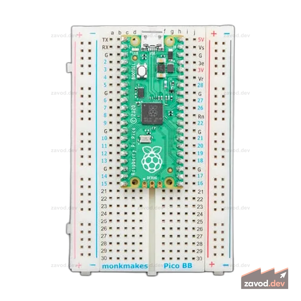 Беспаечный макет для Raspberry Pi Pico от Monk Makes