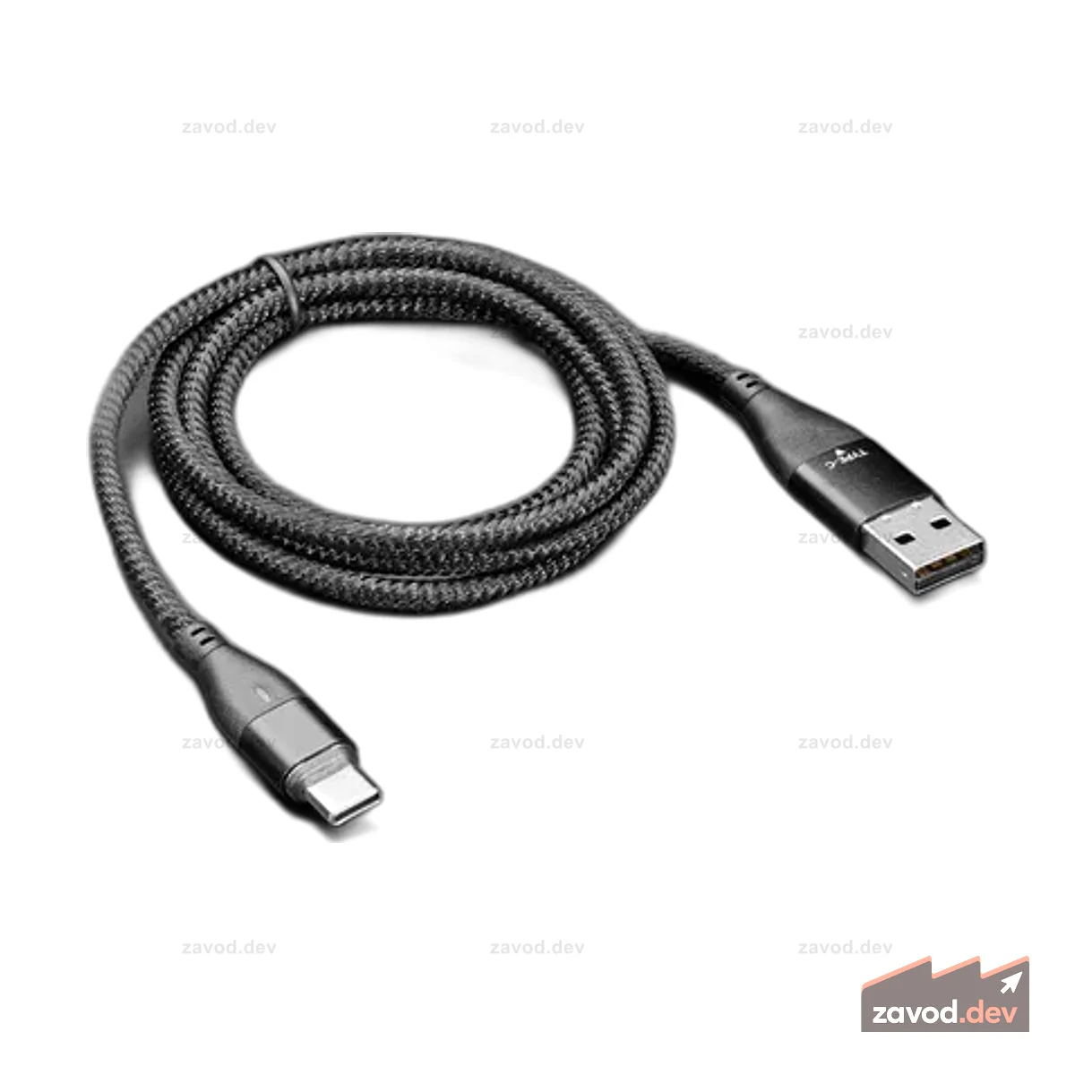 Черный тканый кабель USB A или Type-C на Type-C с магнитным наконечником