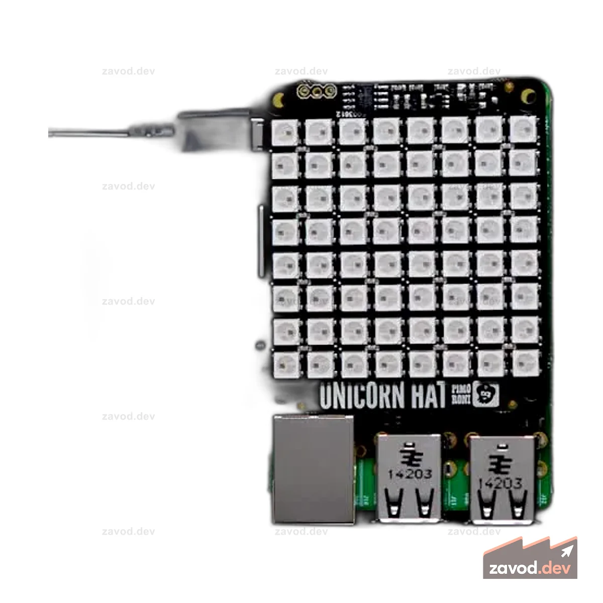 Шапка Pimoroni Unicorn - 8x8 RGB LED Shield для Raspberry Pi A+/B+