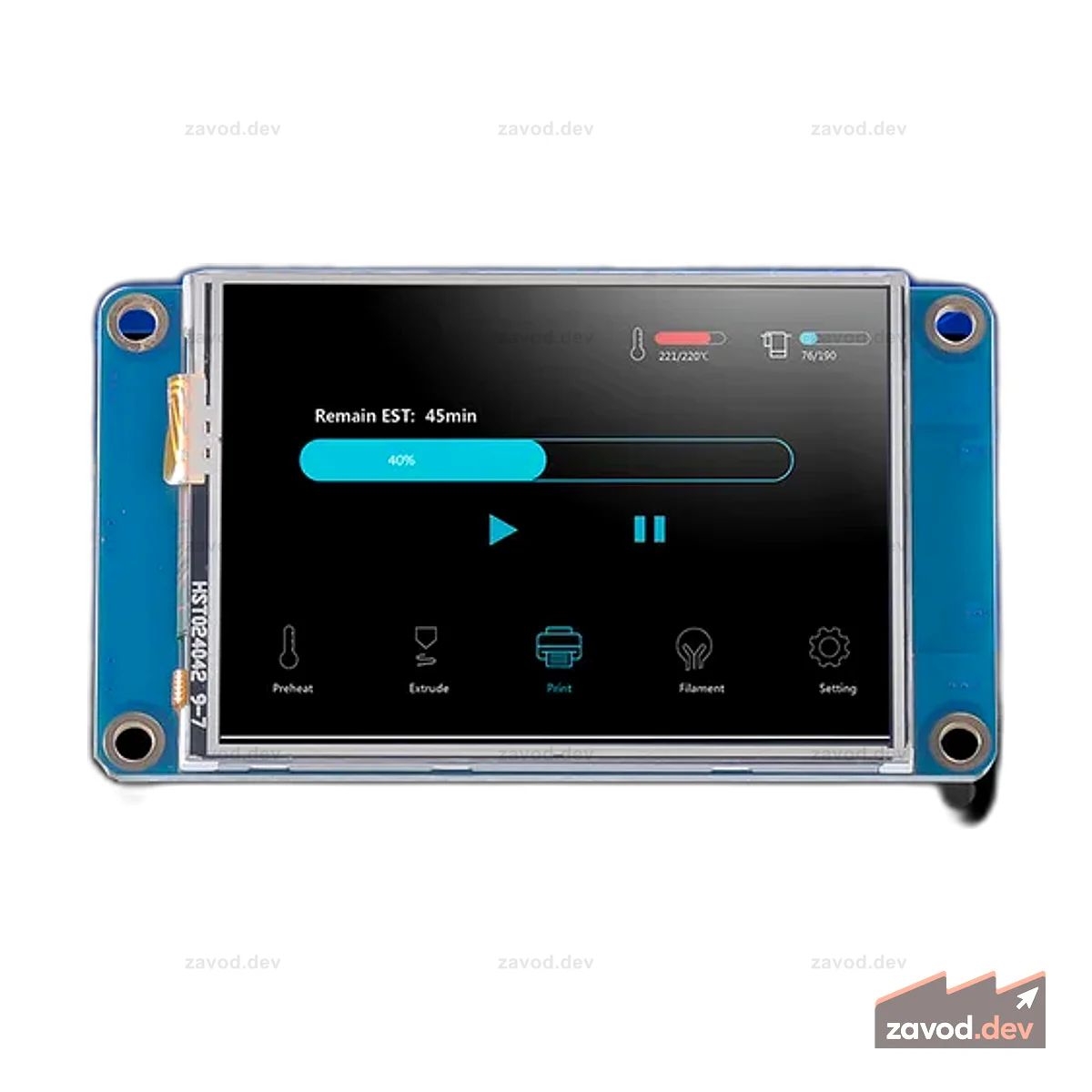 Itead Studio Nextion NX3224T024 — универсальный сенсорный TFT-дисплей с ЧМИ 2,4 дюйма