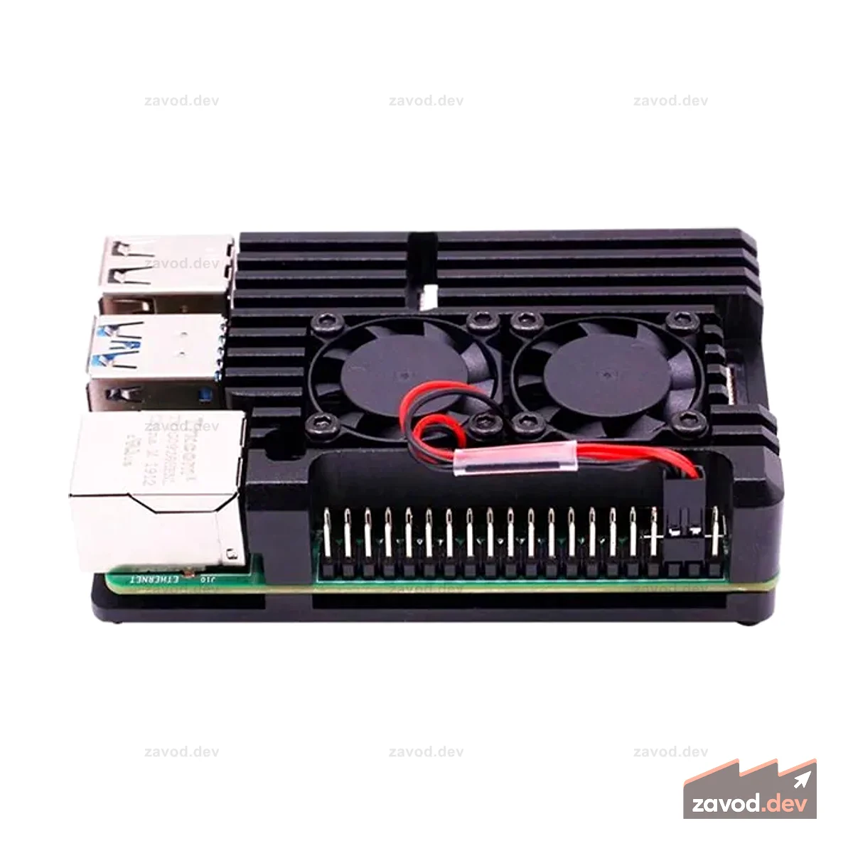 Бронированный корпус с двумя вентиляторами Raspberry Pi 4B