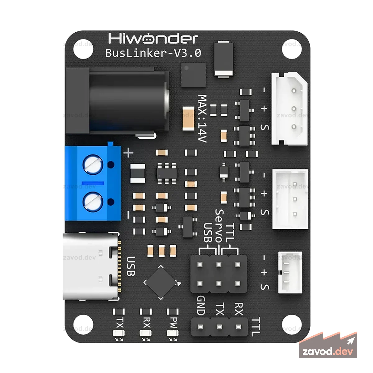 Плата отладки сервоприводов Hiwonder BusLinker V3.0, встроенный контроллер модуля сервопривода роботизированной руки
