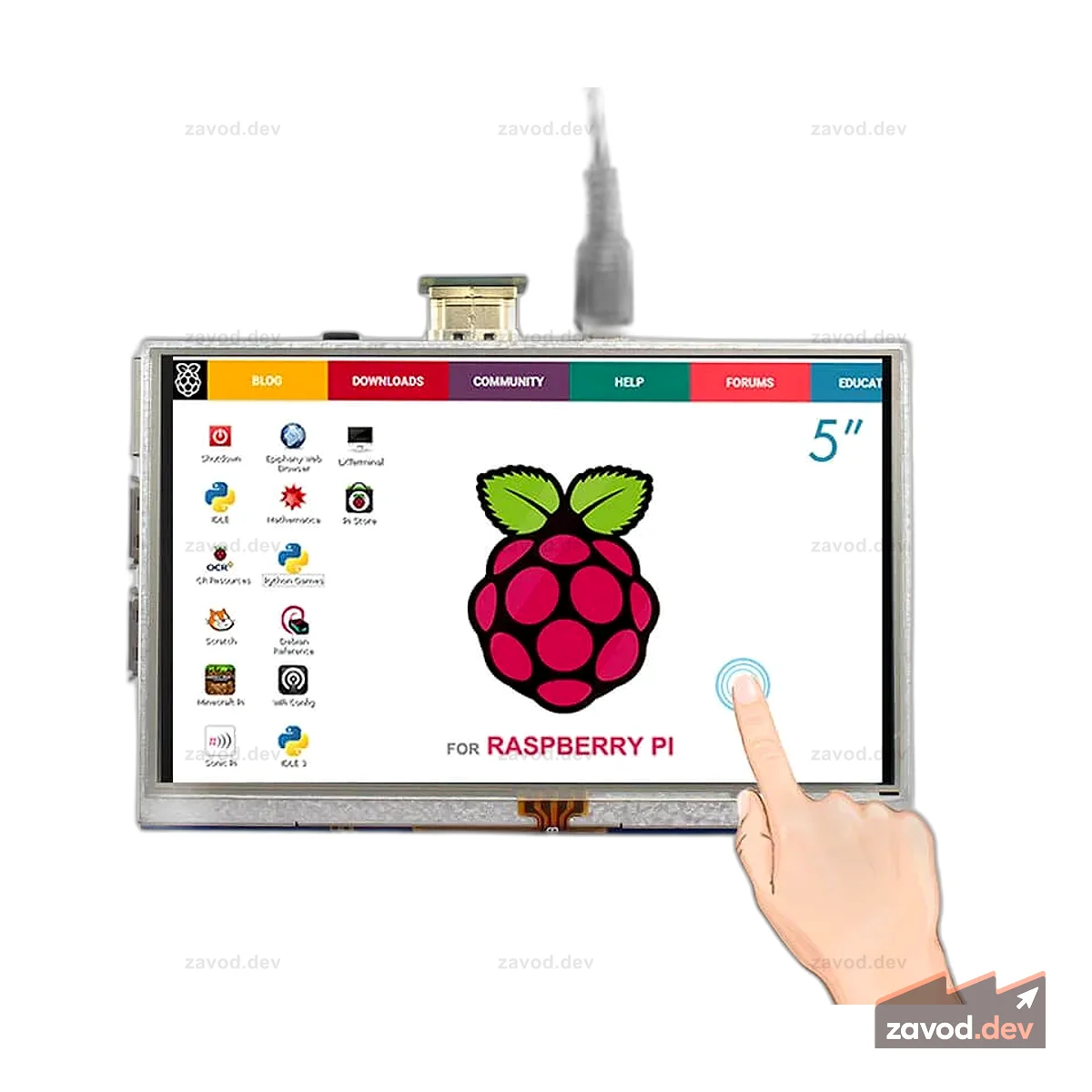 Elecrow 5-дюймовый сенсорный TFT-дисплей Raspberry Pi с разрешением 800x480 пикселей и управлением подсветкой GPIO