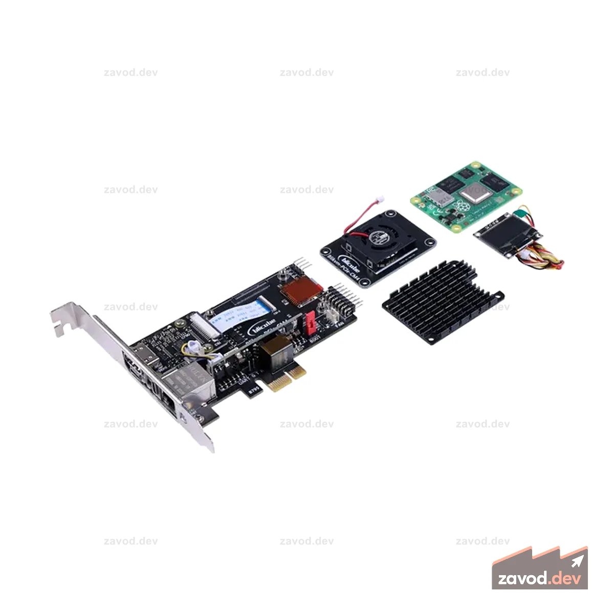BliKVM Plug-n-Play PCIe — Raspberry Pi CM4, KVM-over-IP, CM4102000 в комплекте, простой в использовании, видеовыход 1920×1080, 60 Гц, OLED-дисплей, поддержка PoE и USB