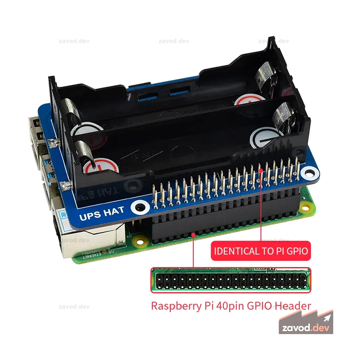 Waveshare 18306 - ИБП (источник бесперебойного питания) HAT für Raspberry Pi
